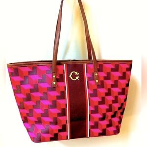 NWOT C. Wonder Beautiful Chic large Pink and Brown Tote Bag